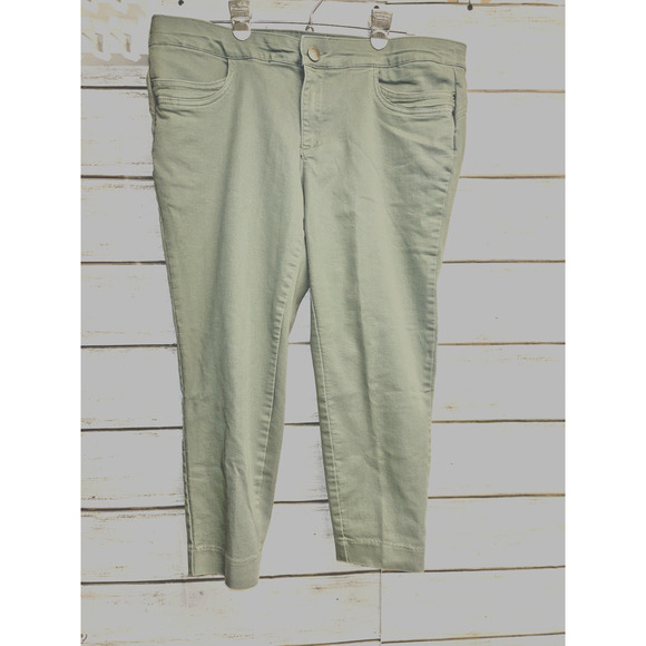 Christopher & Banks Khaki Green Tapered Straight Fit Mid Rise Stretchy Pants 16P - Picture 4 of 10